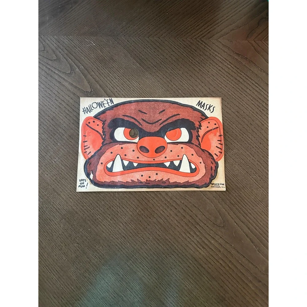 Antique Peck-O-Fun Chicago IL Halloween Halloween Gorilla Paper Mask‎